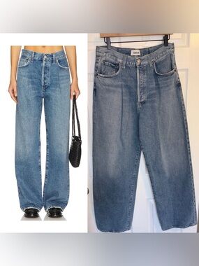 AGOLDE Franka Pleat Baggy Denim Jeans in Mantra Size 27 X 30 Inseam Boho Y2K 90s